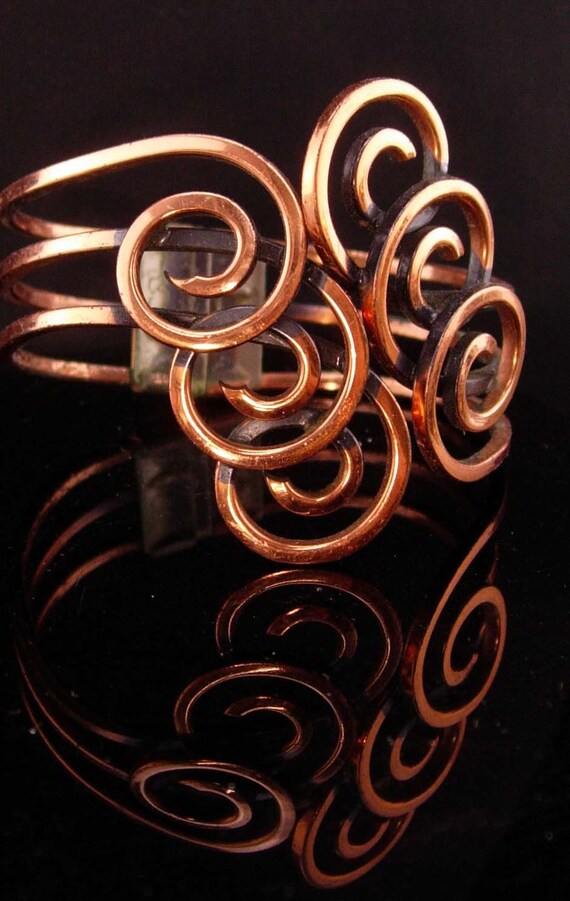 Wide signed Goddess Cuff bracelet relief artisan Co… Gem