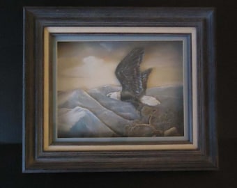 Awesome Inspirational Eagle / framed shadowbox / hand made paper art / 3d eagle under glass / nautical gift / patriotic bird