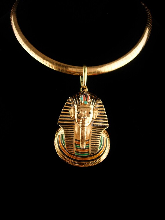 Vintage KING TUT necklace Large Eisenberg pendant … Gem