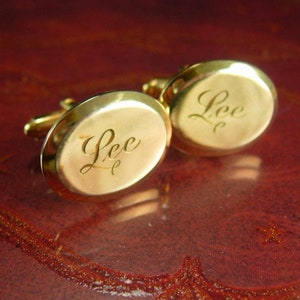 Lee abotoaduras conjunto de clipe de gravata vintage script dois tons escovado nome aniversário dia dos pais aposentadoria designer personalizado