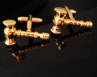 Gold Gavel Vintage Cufflinks Judge gift Justice lawyer set Honorable Gift gold plate cufflinks attorney lawyer gift Auctioneer