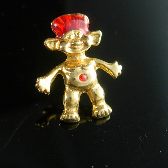 Vintage TROLL Tie Tack Figural miniature toy doll… - image 1