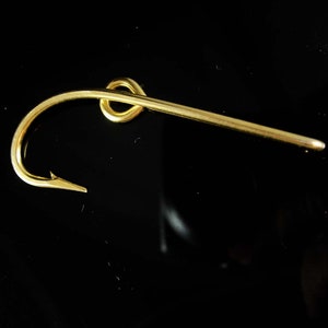 Gold FISH HOOK Tie Bar / Tie Clasp / Tie Clip in Gift Box 