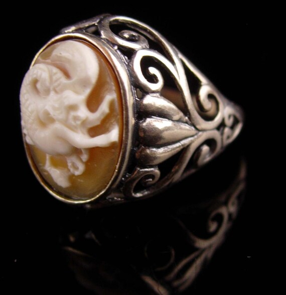 Naughty Mermaid ring / sterling nude cameo / Roma… - image 6