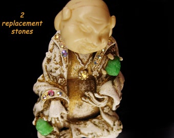 SALE! HAR Laughing Buddha Brooch, 3-D - Signed, Green Raised