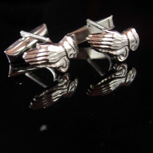 Boutons De Manchette Vintage 'Pray For Peace' - Mains En Prière, Référence 91916, Occasion
