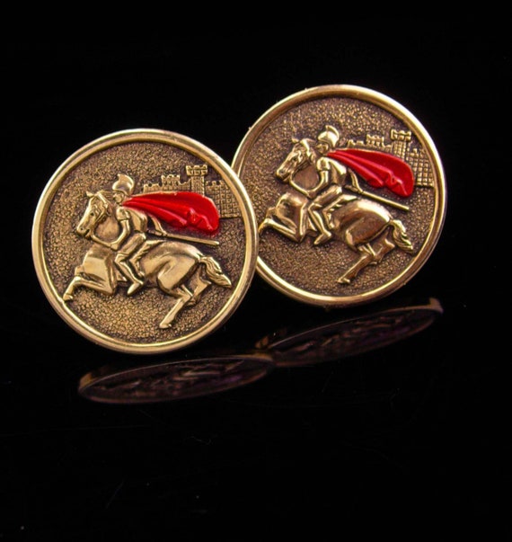 Vintage cufflinks / Knight on a horse / w2nsd rad… - image 2