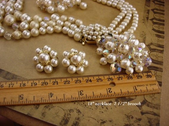 Vintage Pearl necklace parure  / pearl bracelet /… - image 7