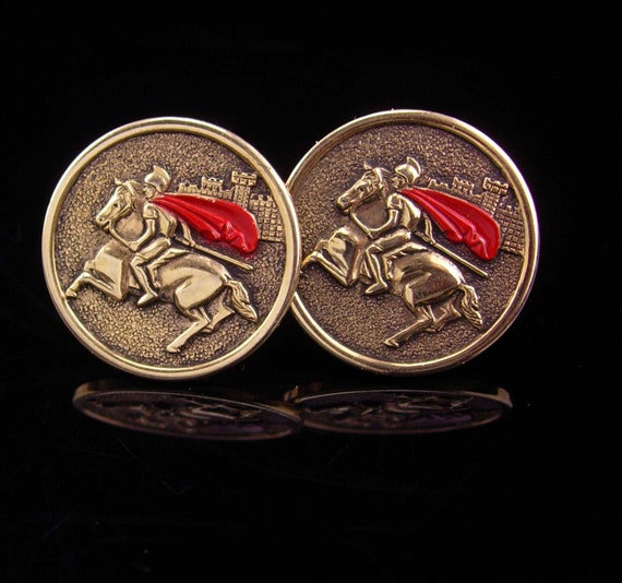 Vintage cufflinks / Knight on a horse / w2nsd rad… - image 3