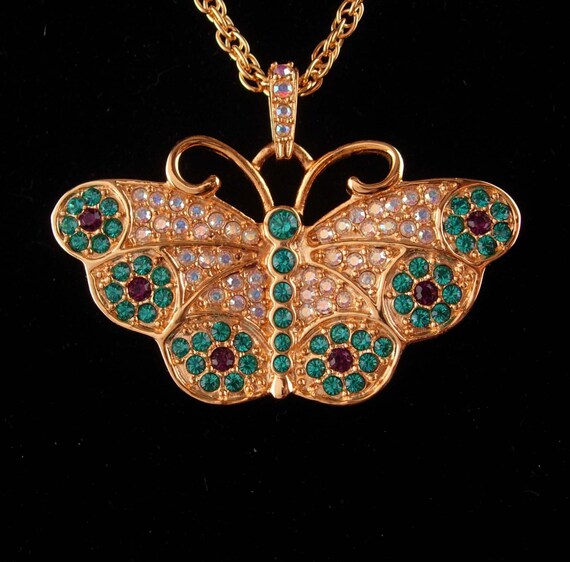 Stunning Butterfly Watch necklace Brilliant rhinest… Gem