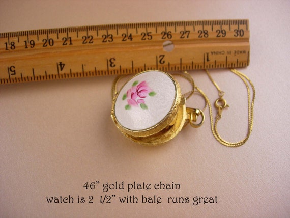 Vendome pocket watch necklace - Vintage guilloche… - image 6