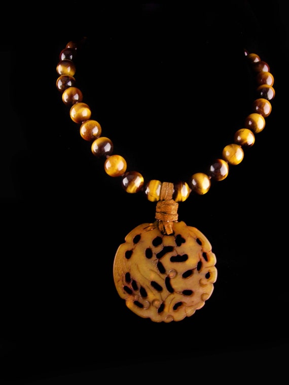 sterling TigerEye necklace - 18" long - hand knott