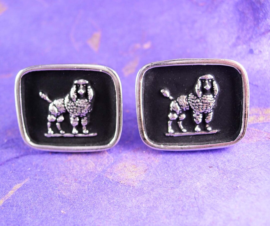Huge French POODLE Cufflinks Vintage Show Dog Cuff Links Grande ...