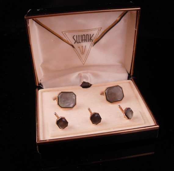 Wedding Cufflinks set VIntage Box Victorian swank… - image 4