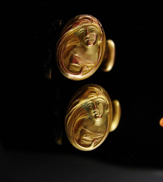 Haunted Art Nouveau cufflinks Antique Alphonzo Mu… - image 4