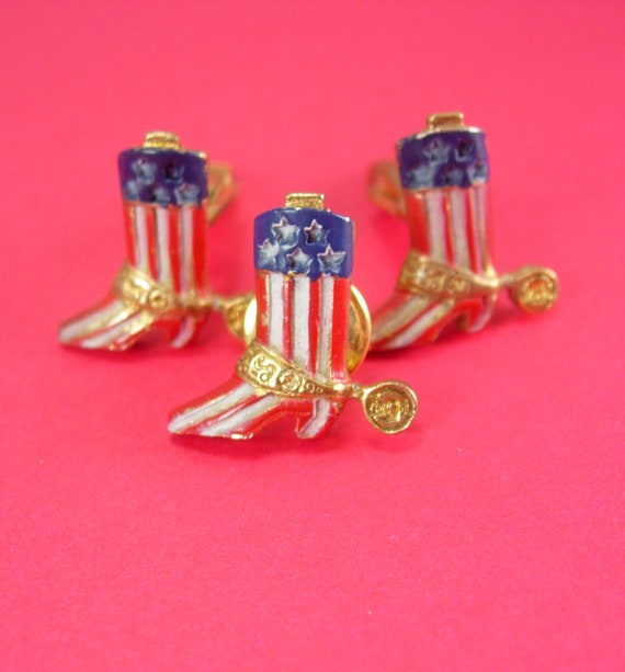 Western Cuff links Patriotic gold flag stripe red… - image 4