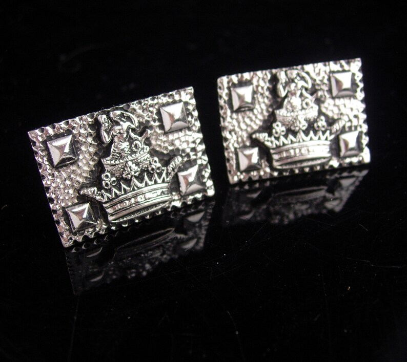 Vintage Nude Cufflinks huge silver Crown nude Mermaid mythical goddess siren sea creature extra large cufflinks gay interest