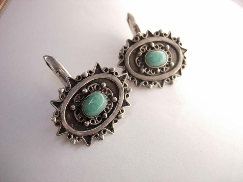 Vintage Turquoise Cufflinks Sterling Etruscan Mexico Taxco Groom cufflinks Artist Signed Jano anniversary gift southwestern jewelry