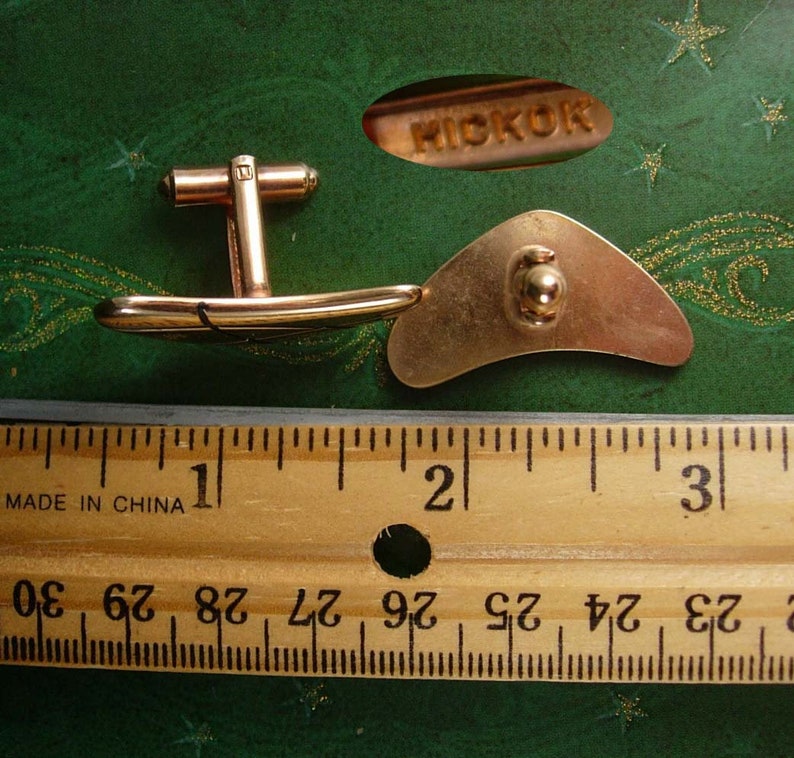 Extra Large modernist Trekkies Designer Hickok Cuff Accessory BOOMERANGS Vintage Cufflinks