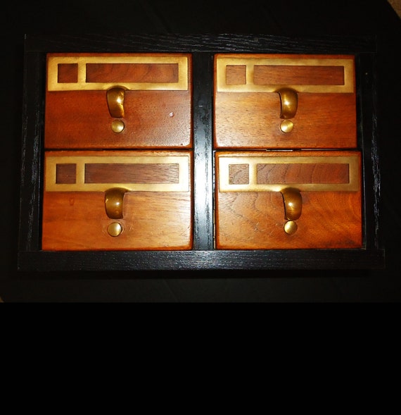 Vintage Card File Box Levenger File Cabinet Wood Card Etsy