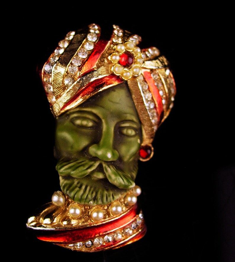 1950/'s chinese Figural pin Har Sultan brooch far eastern Sorcerer Har Genie brooch Vintage signed couture jewelry