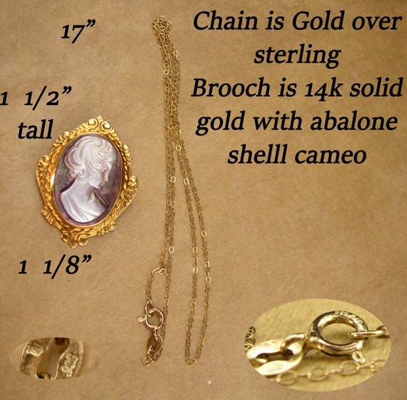 14k gold Cameo Vintage Cameo Brooch Victorian Pen… - image 5