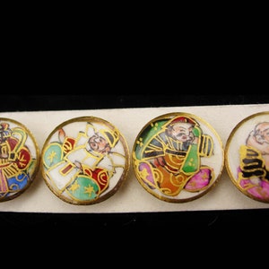 7 Japanese God Buttons / Vintage Satsuma Porcelain / 7 Immortals ...