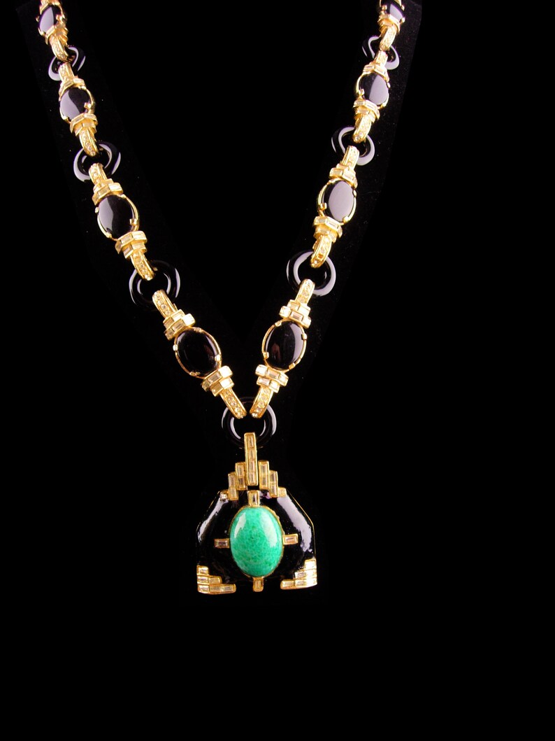 Couture Ciner Necklace Vintage Signed Asian Pendant LOADED Etsy