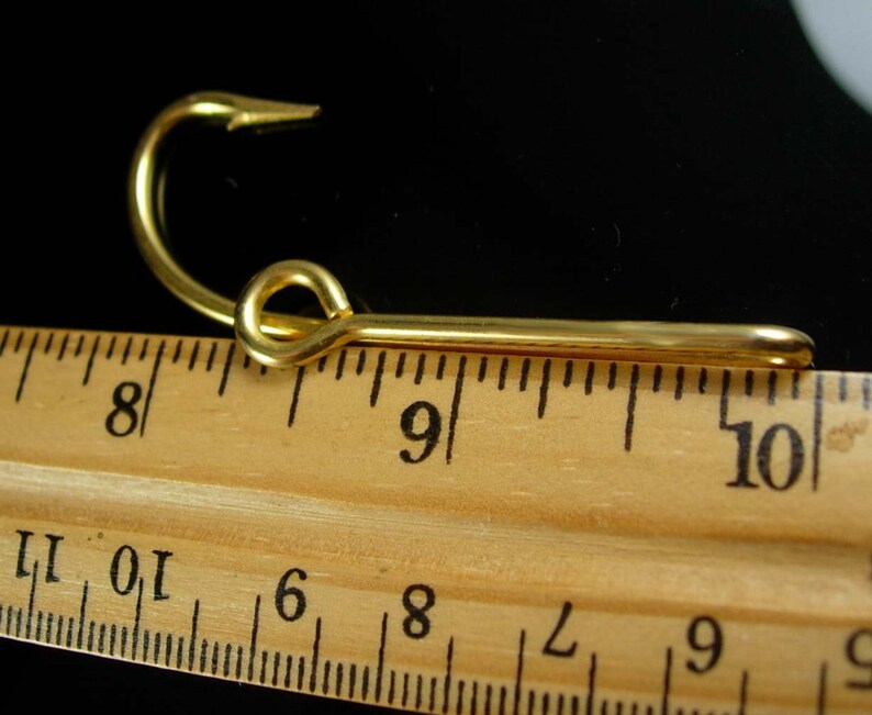 LARGE Fish HOOK Tie Clip Vintage Gold Plate Novelty Fishermen Etsy