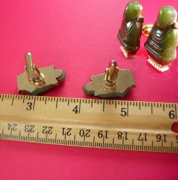 Vintage Buddha Cufflinks Oriental Asian Good Luck… - image 5