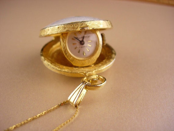 Vendome pocket watch necklace - Vintage guilloche… - image 4