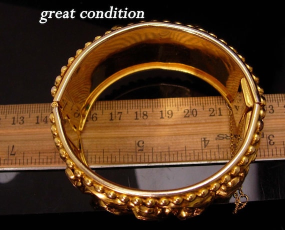 Vintage golden baroque extra wide Bangle Bracelet… - image 7