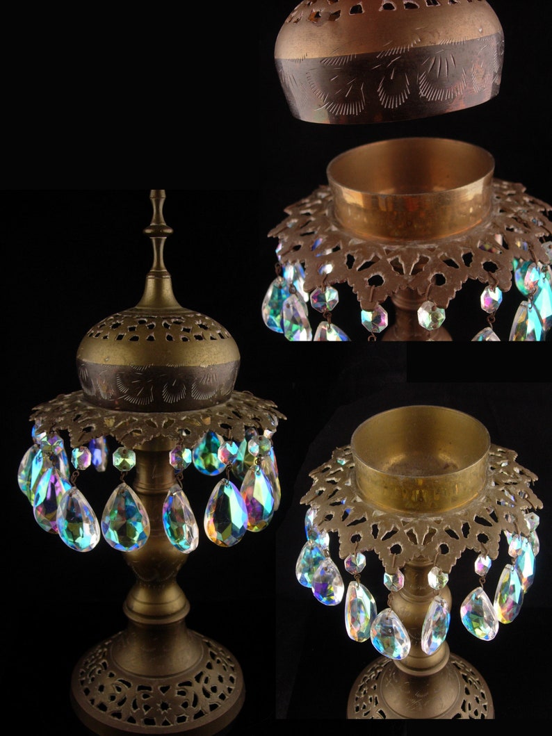 Antique Gyspy Incense Burner Aurora Borealis Prism Etsy