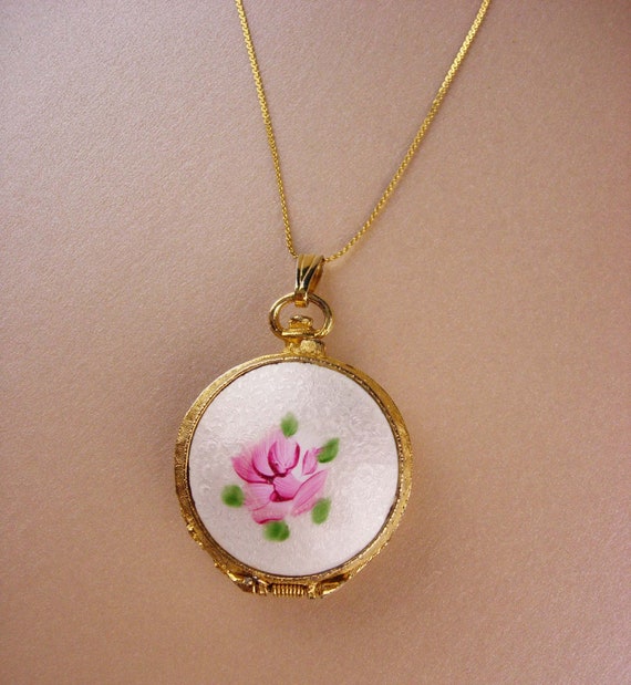 Vendome pocket watch necklace - Vintage guilloche… - image 2