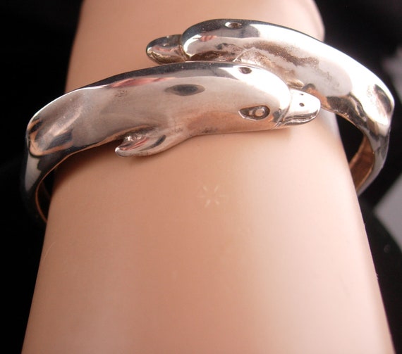 Sterling Dolphin bracelet / Kabana silver cuff ba… - image 4