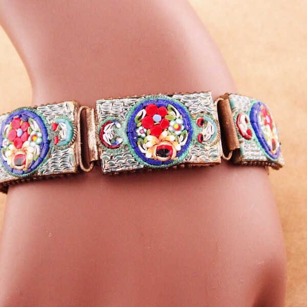 Bracelet Micro Mosaïque Doré - Style Italie, Occasion