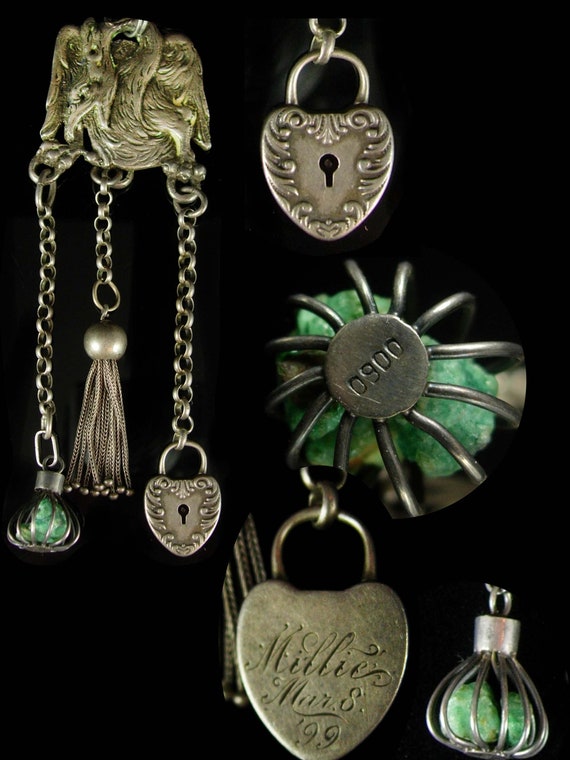1899 Mythical dragon Necklace antique sterling Victor… - Gem