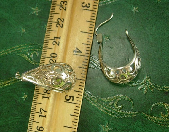 Sterling Hippie Earrings Vintage Pierced Ears for… - image 5