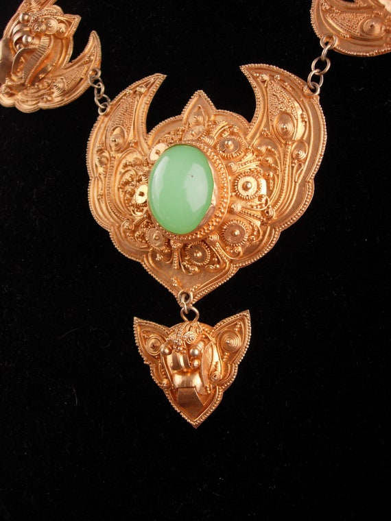 Antique demon queen Necklace - Rangda panels - go… - image 5