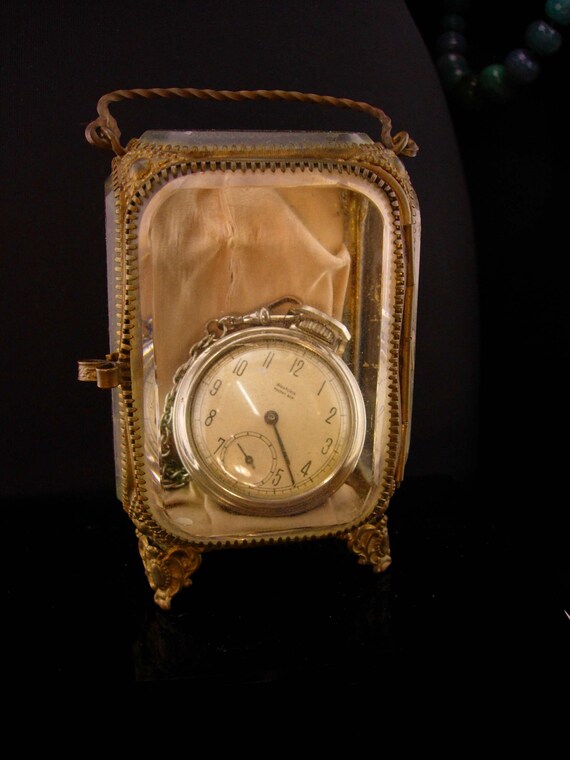 Antique watch casket beveled glass Box Wedding Je… Gem