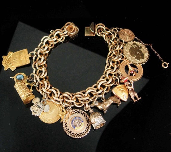 Gold filled Charm Bracelet Vintage 10kt charm bracelet 14kt | Etsy