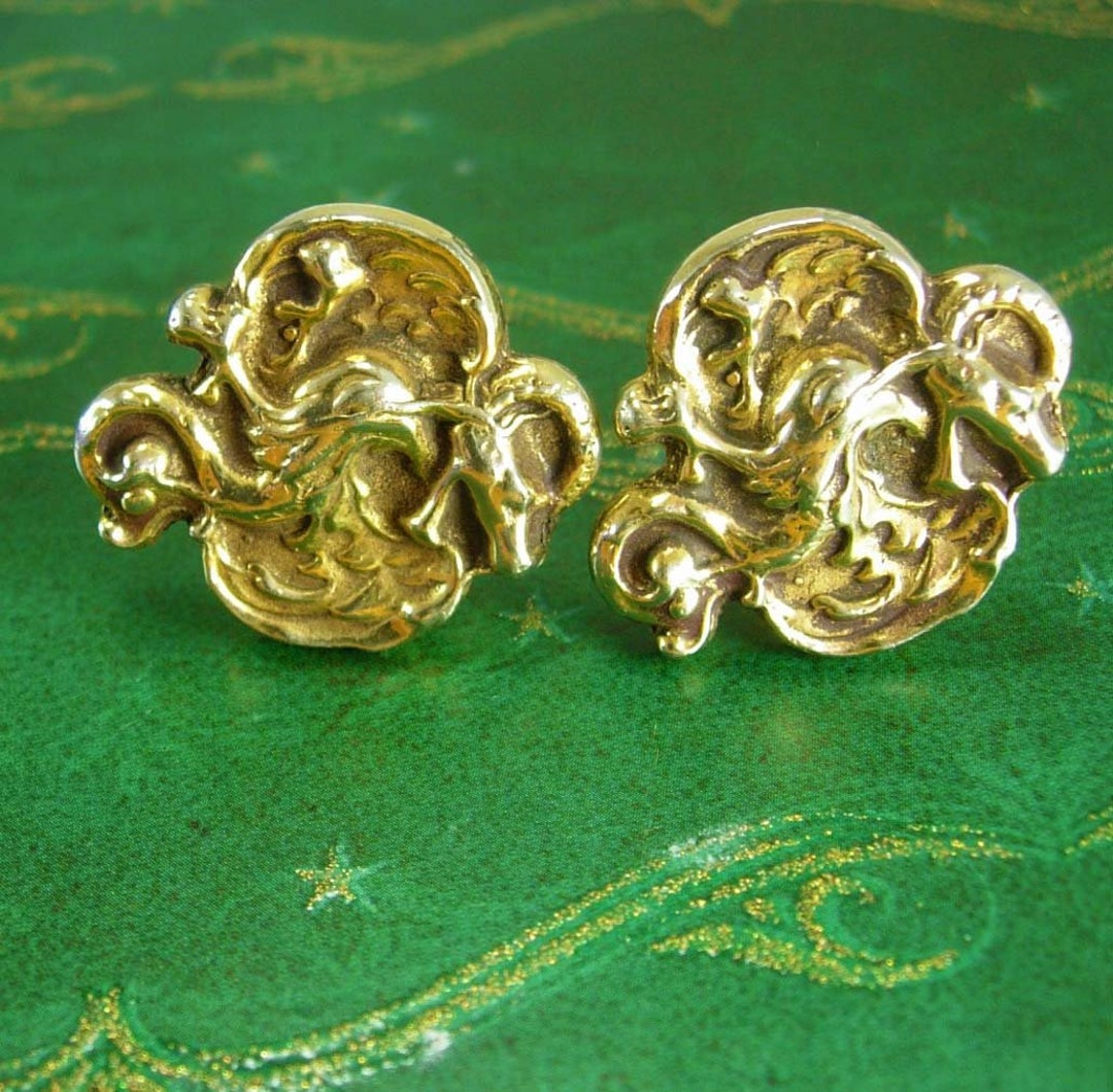 Boutons De Manchette Anciens En Argent Sterling - Écriture Asiatique, Occasion