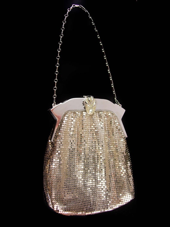 SIlver Flapper purse / vintage Whiting & Davis me… - image 1