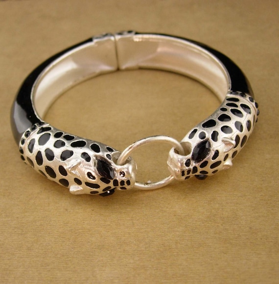 panther Designer bracelet - Leopard head bangle - 