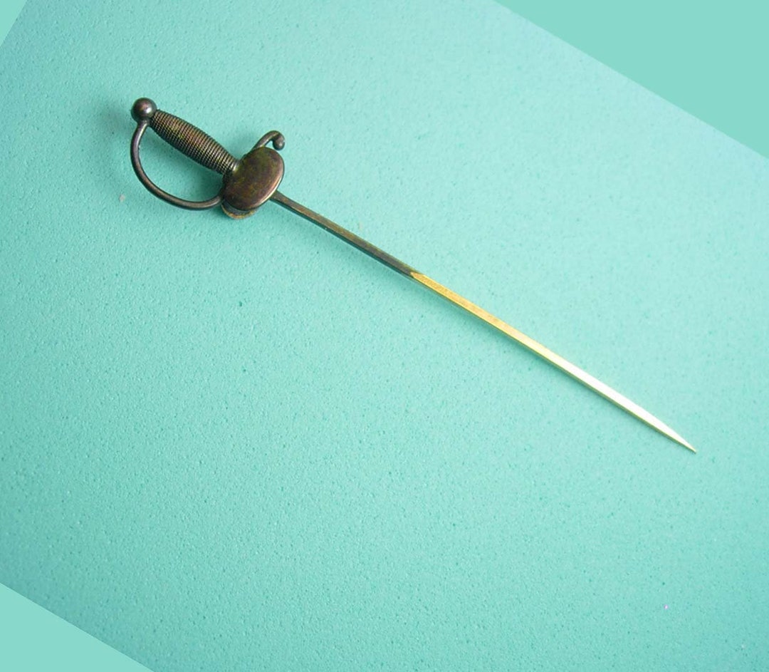 Antique 14kt Gold Civil War Sword Stickpin Clamshell Guard Officer ...