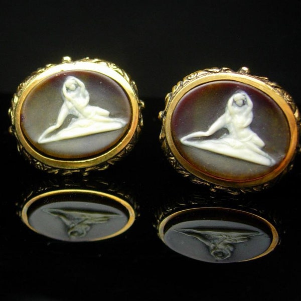 Erotic Female Cuff links lovers Vintage Cufflinks Nude goddess Incolay Masterpiece collection Dante Cuff cameo Accessory