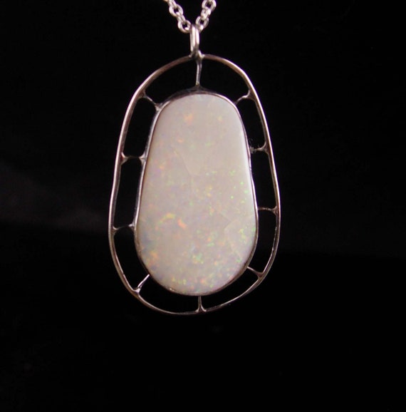 Vintage huge genuine Opal necklace - Cupid stone-… - image 3