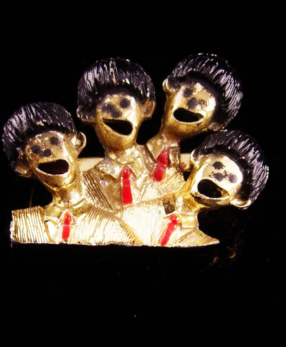 Vintage Beatles Brooch signed nemo Halcyon era rock star novelty jewelry ROck n Roll John lennon Paul mccartney