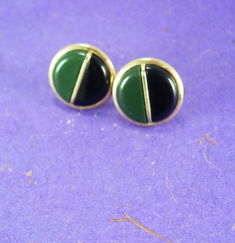 Vintage green cuff links two tone color Swank gold cufflinks anniversary fathers day good luck Irish
