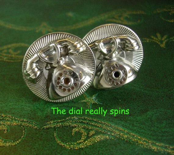 Telephone Cufflinks mechanical Dial really works … - image 2